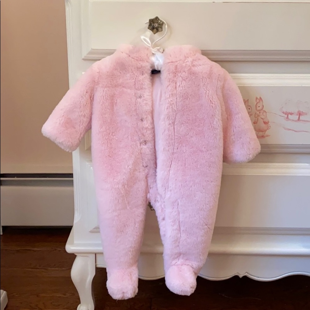 Janie + Jack Pink Baby Bear Snowsuit / Bunting